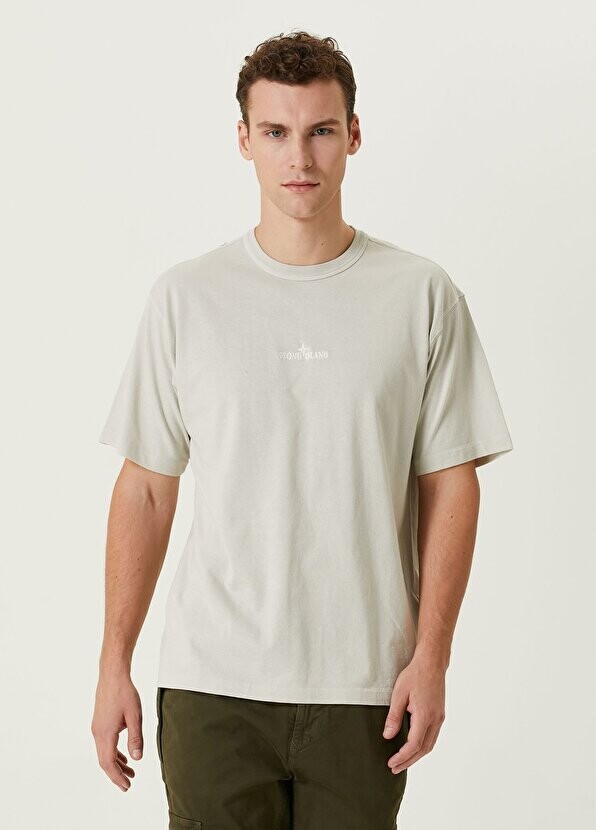 

Базовая футболка с кремовым логотипом Stone Island, Бежевый