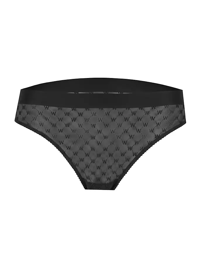 

Трусики бикини из прозрачной сетки с логотипом Wolford, черный