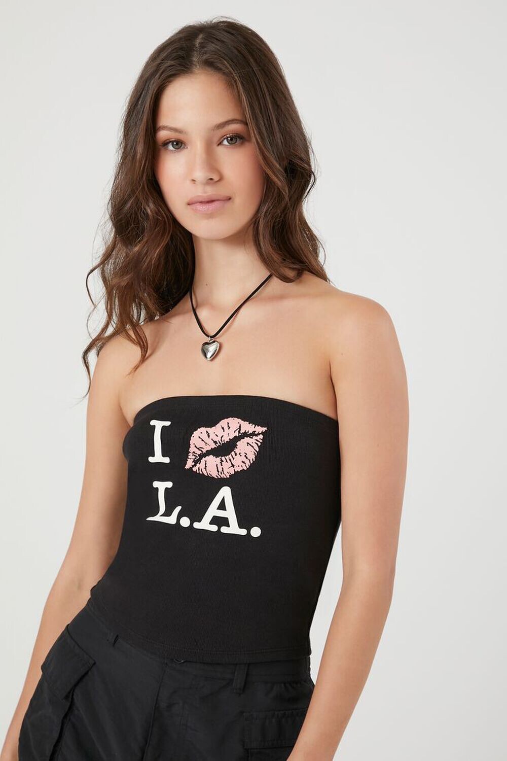 

Топ без рукавов с графическим рисунком LA Forever 21, черный