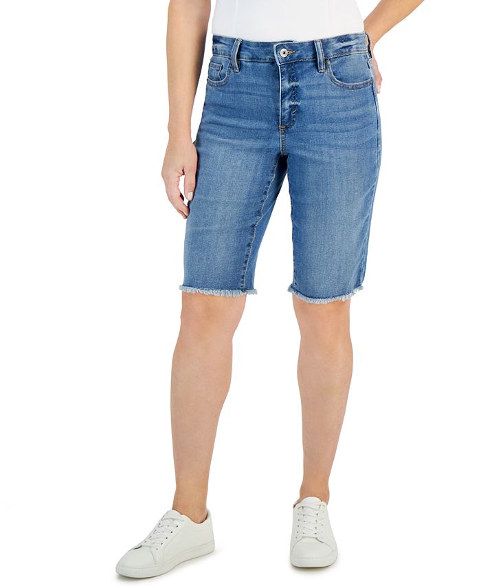 Женские джинсовые шорты-бермуды со средней посадкой и необработанными краями Style & Co, цвет Overland