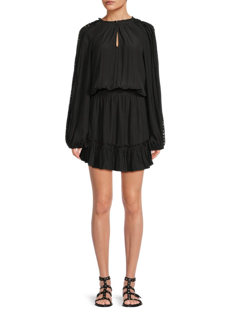 Многоуровневое мини-платье Martha с вырезами Ramy Brook, черный