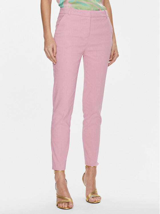 цена Тканевые брюки узкого кроя Pinko, розовый