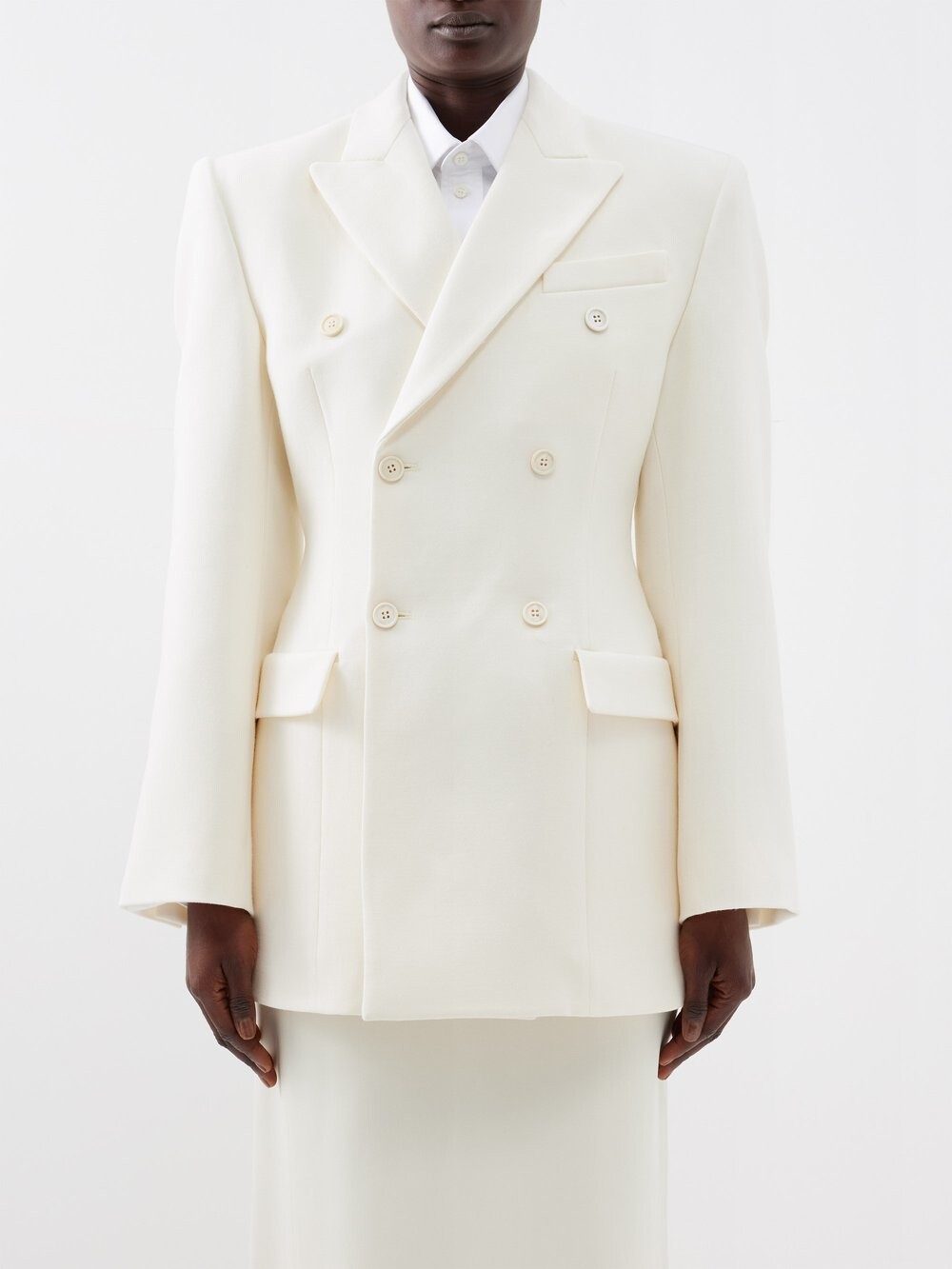 

Двубортный шерстяной пиджак release 12 WARDROBE.NYC, белый