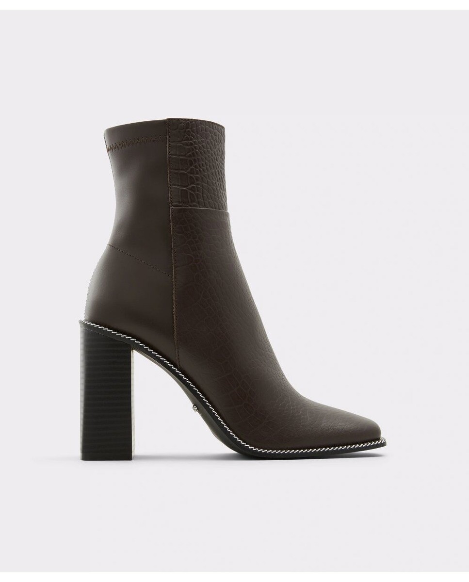 

Женские коричневые кожаные ботильоны с квадратным носком Aldo, темно коричневый