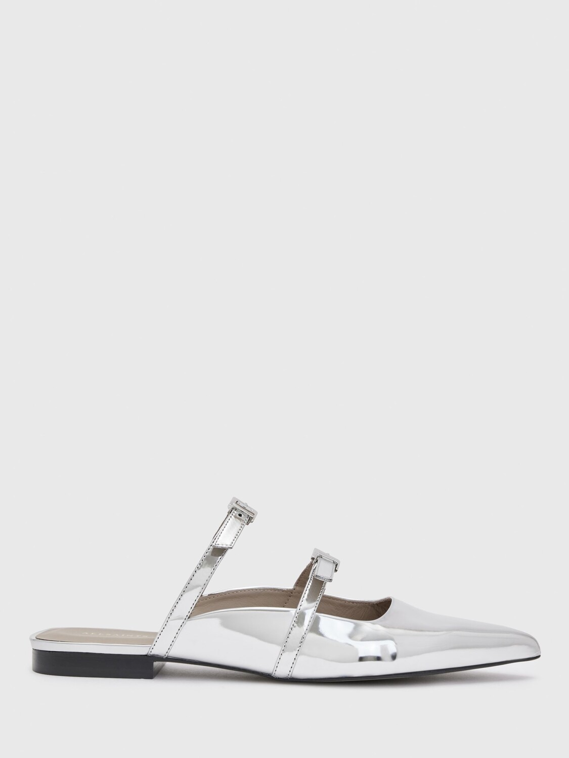 

Кожаные мюли AllSaints Shar с острым носком, серебристый