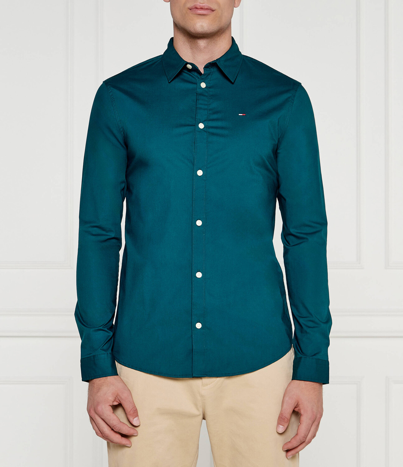 

Рубашка Tommy Jeans Slim Fit, бирюзовый