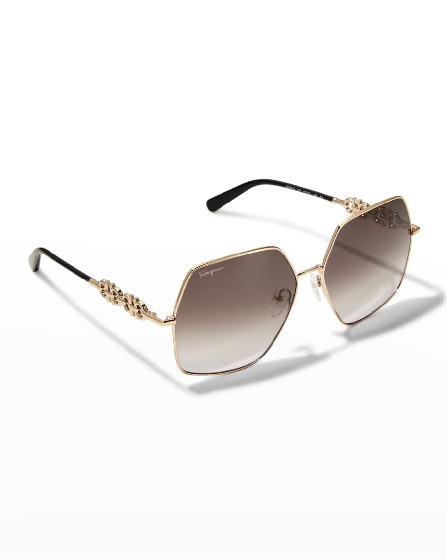 

Квадратные металлические солнцезащитные очки с цепочкой Gancini Ferragamo