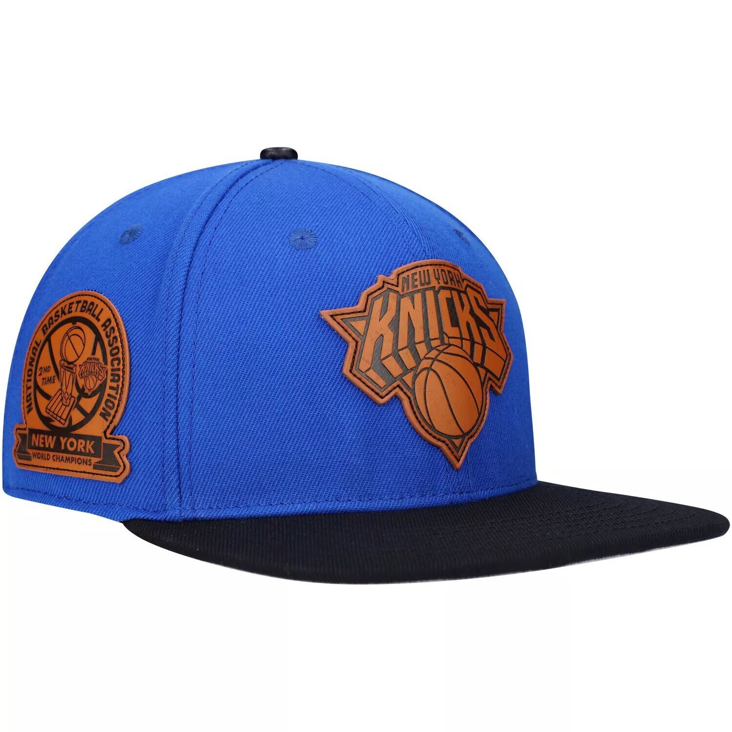 

Мужская кепка Snapback с кожаной нашивкой Pro Standard синего/черного цвета New York Knicks Heritage