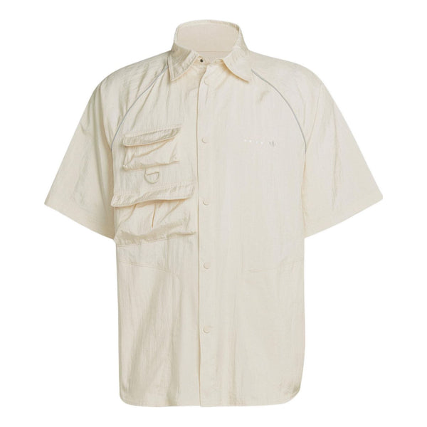 Рубашка Men's adidas originals Solid Color Single Breasted Short Sleeve Beige Shirt, бежевый