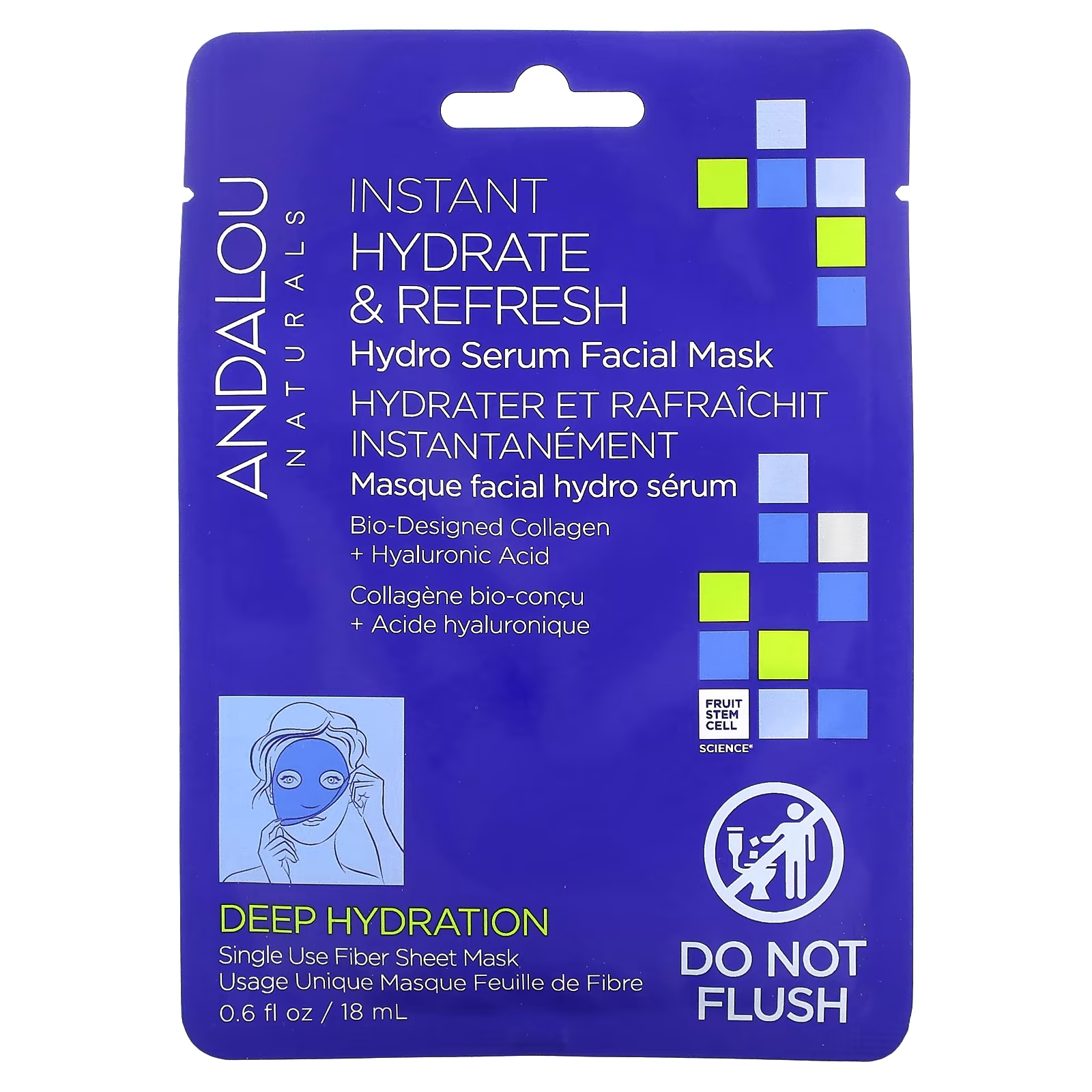цена Красота маска для лица Andalou Naturals Instant Hydrate & Refresh Hydro Serum Beauty, 1 лист с волокнами, 0,6 жидк. унции (18 мл)