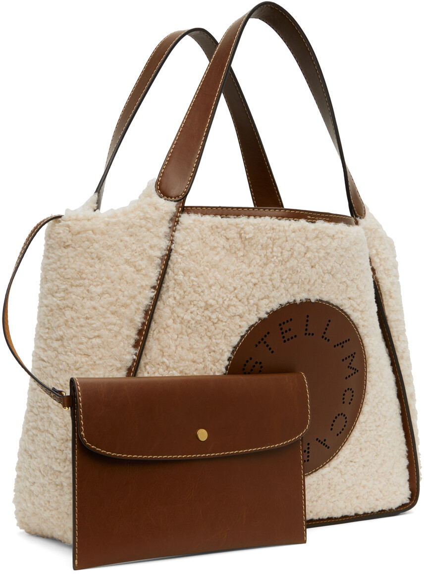 

Бежевая сумка-тоут Teddy с логотипом Stella McCartney