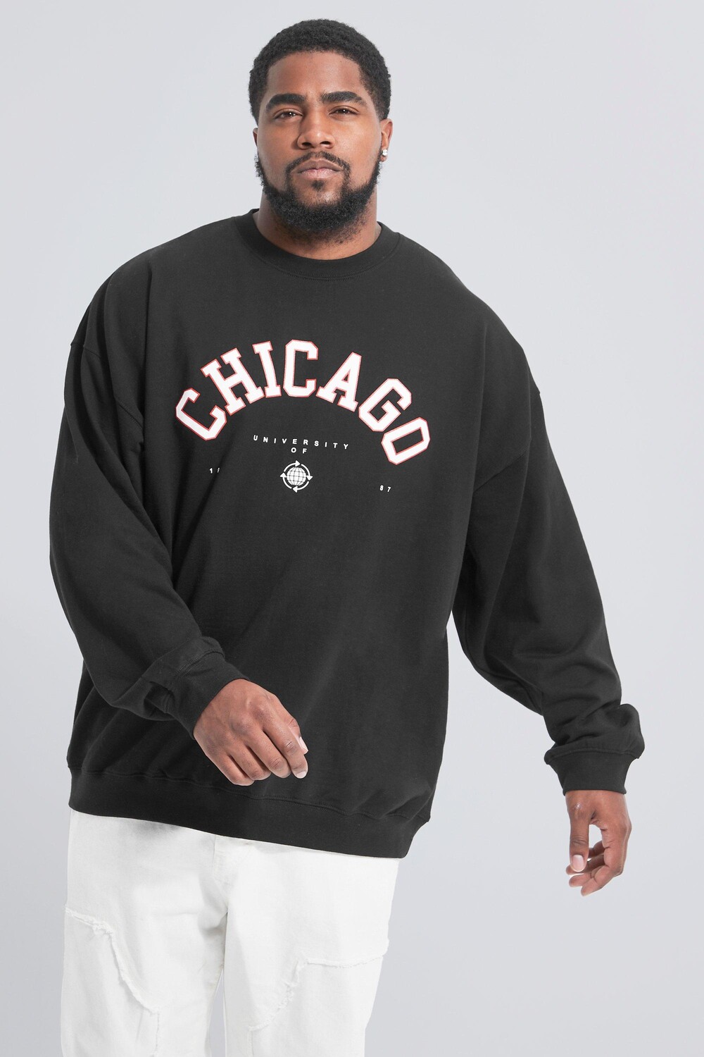 

Свитшот plus chicago city с принтом Boohoo, черный