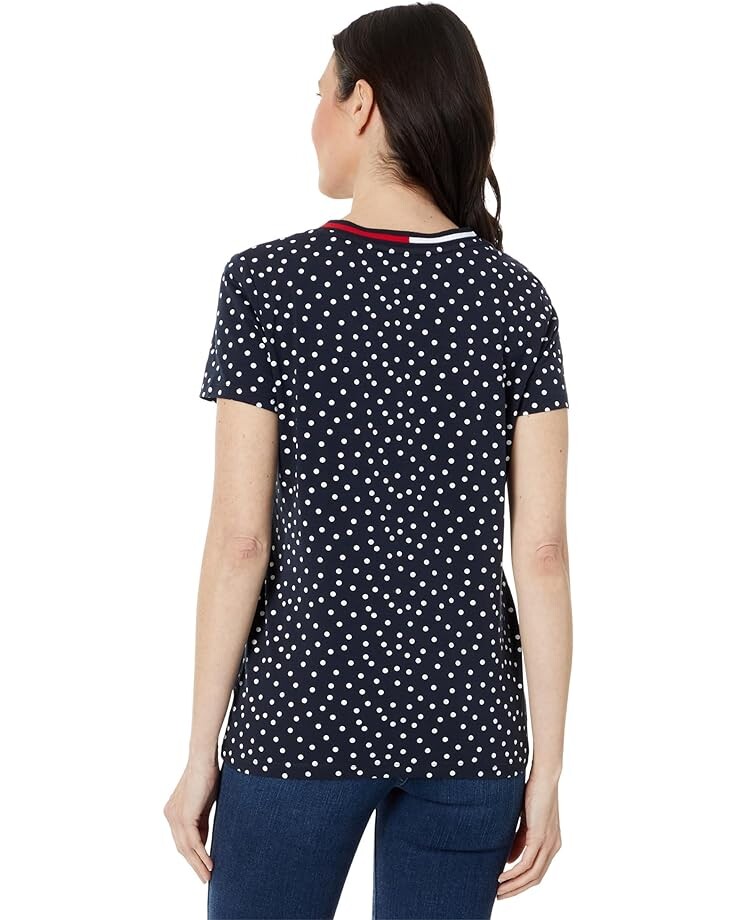 

Футболка Tommy Hilfiger Short Sleeve V-Neck Dot Tee, цвет Sky Captain/Bright White