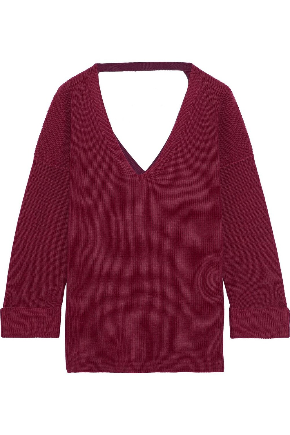 

Хлопковый свитер в рубчик с вырезами AUTUMN CASHMERE, сливовый, Коричневый