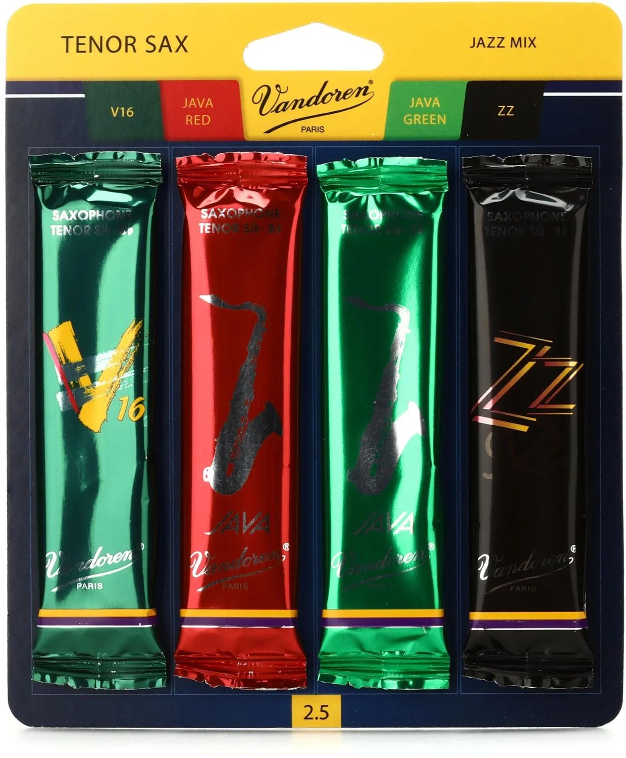 

Vandoren SRMIXT25 — Трости для тенор-саксофона Jazz Mix — 2,5 (4 шт.)