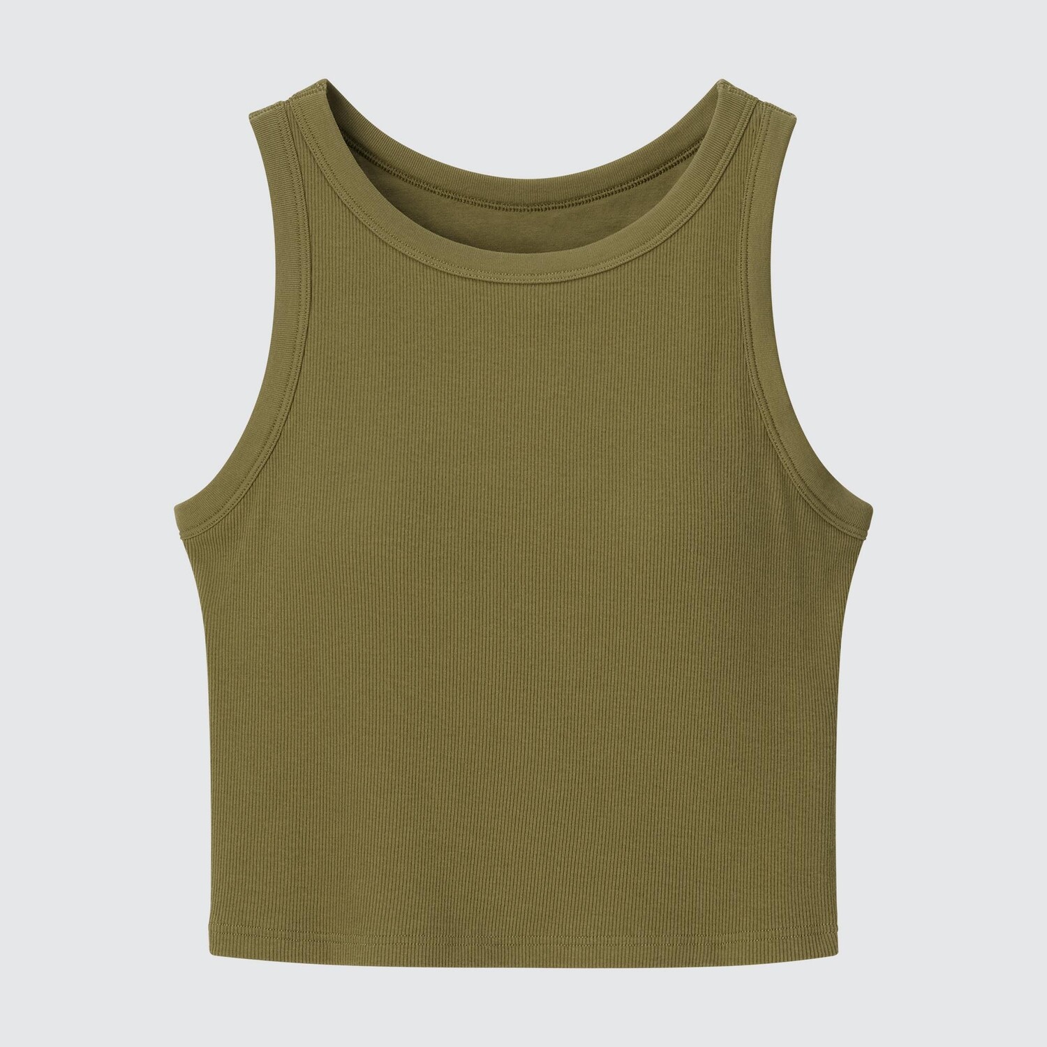 

Майка укороченная Uniqlo без рукавов, оливковый, Зеленый