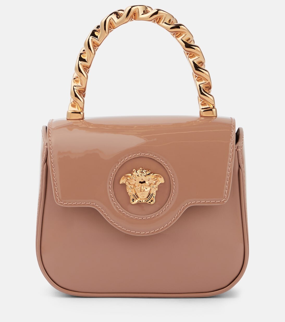 

Сумка-тоут la medusa mini из лакированной кожи Versace, розовый