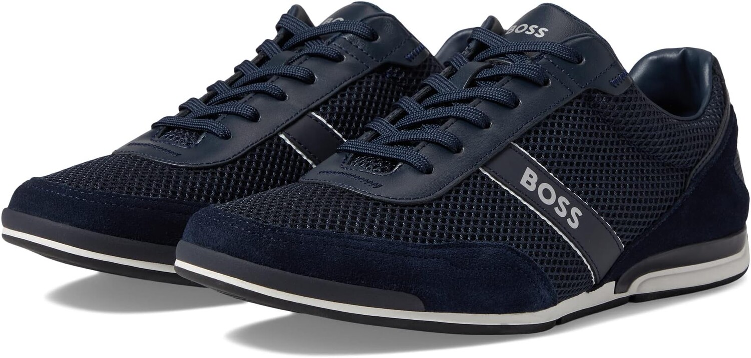 

Кроссовки Saturn Low Profile Suede Trimmed Sneakers BOSS, темно-синий