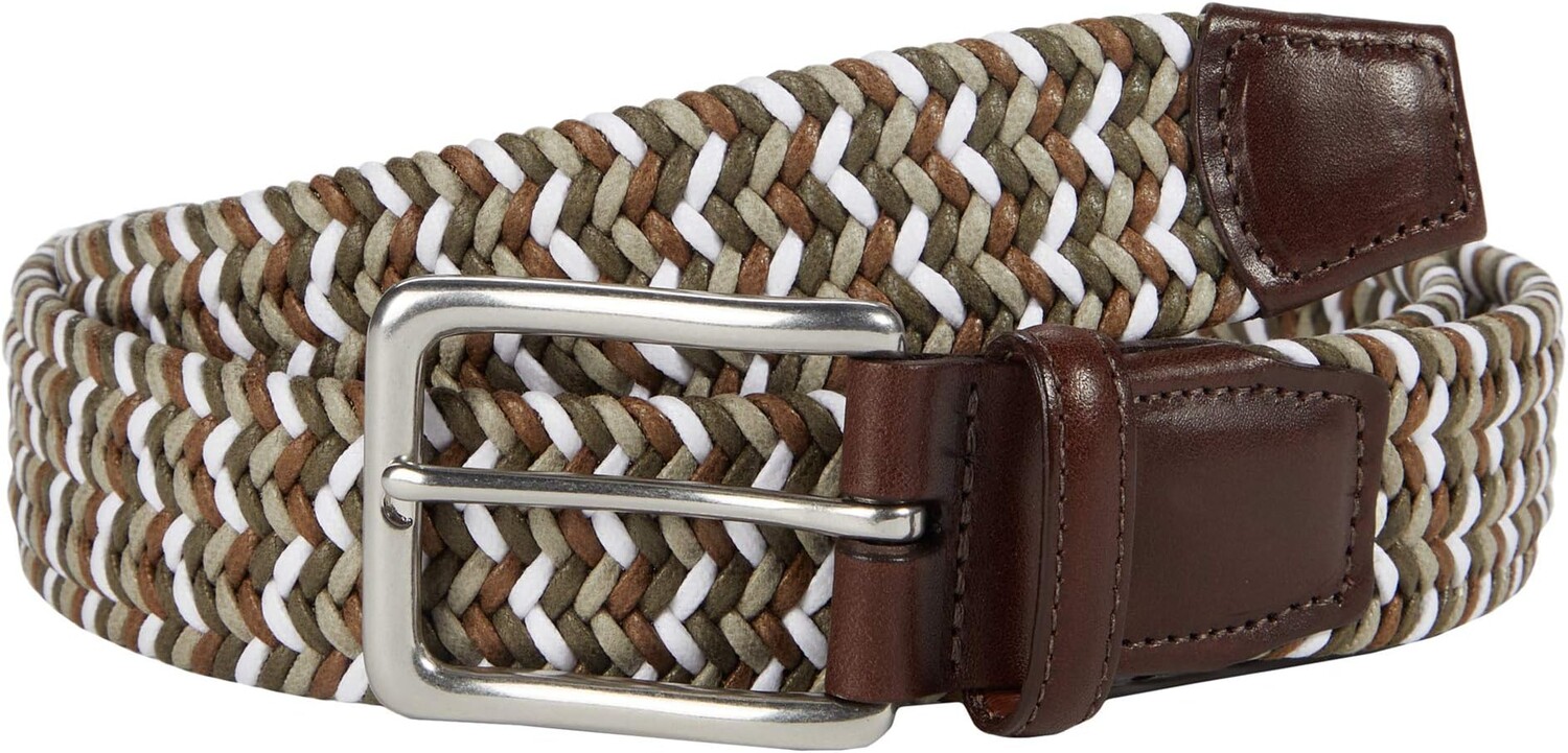 

Ремень Torino Leather Co. 35 mm Italian Woven Cotton, цвет Oliva/Brown/White