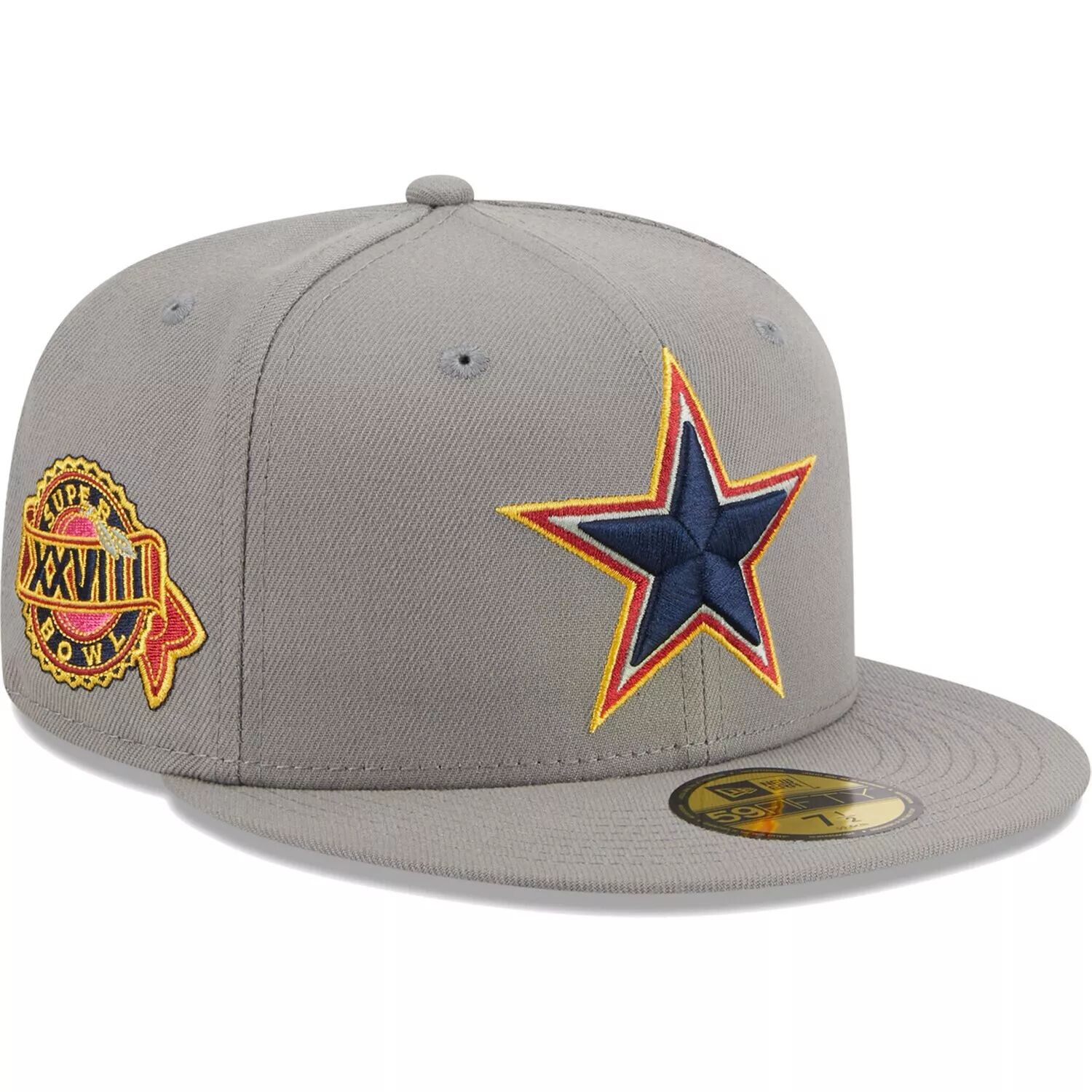 

Мужская серая кепка New Era Dallas Cowboys Super Bowl XXVIII Color Pack Multi 59FIFTY Облегающая шляпа