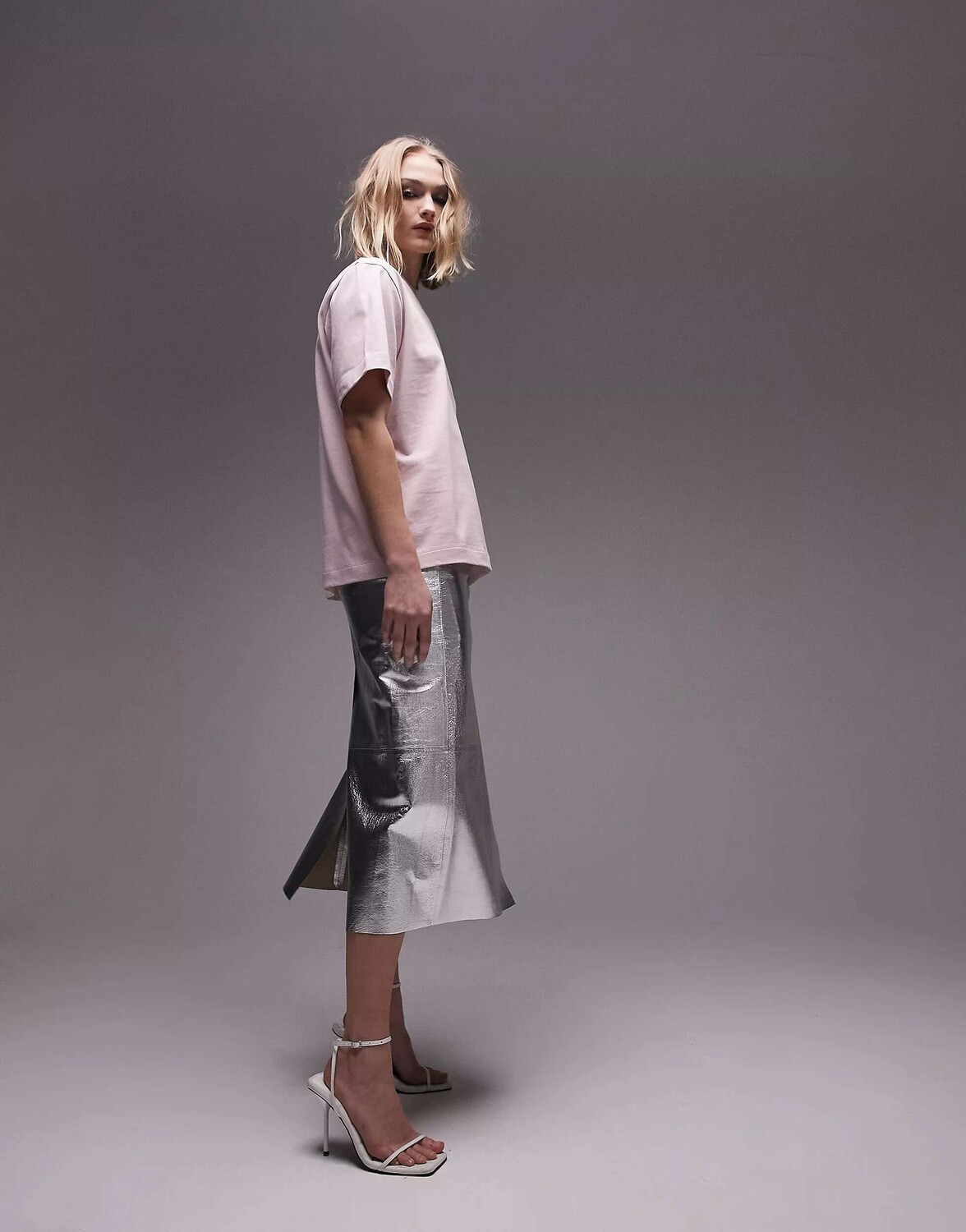 

Базовая футболка премиум-класса с короткими рукавами Topshop светло-розового цвета, Розовый
