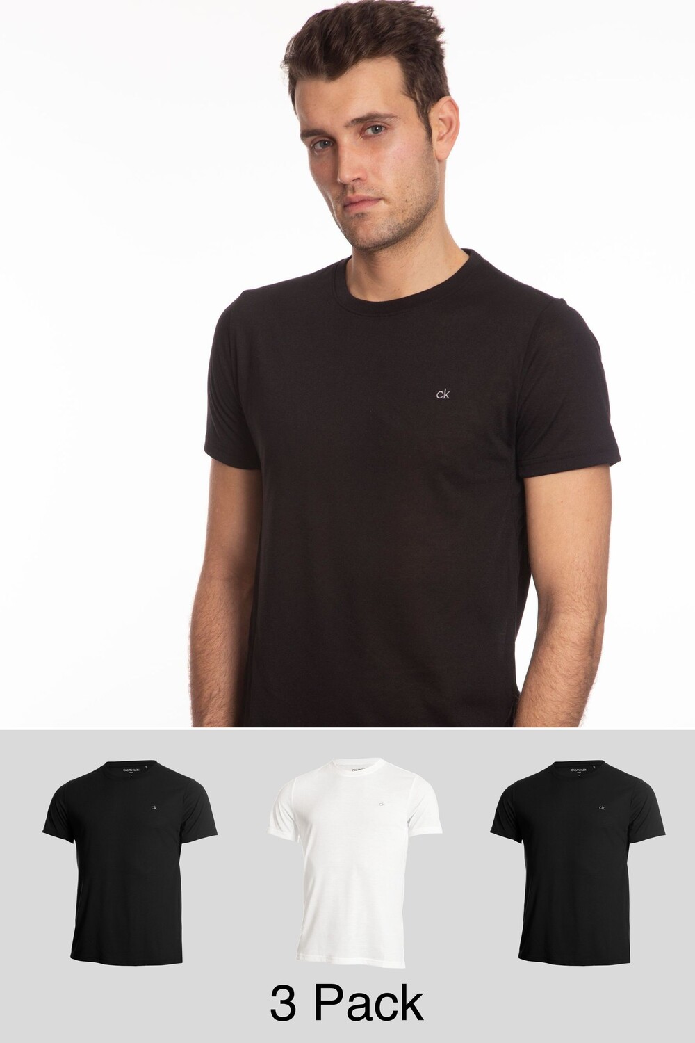 

Комплект из 3 белых футболок Calvin Klein, черный