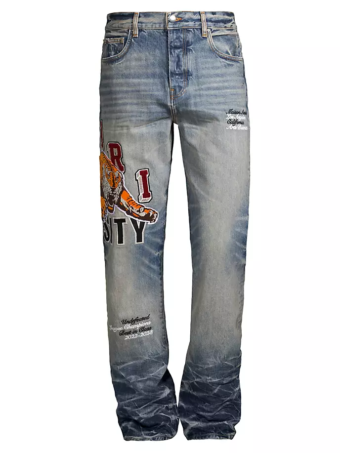

Джинсы Varsity Tiger с пятью карманами Amiri, цвет vintage indigo