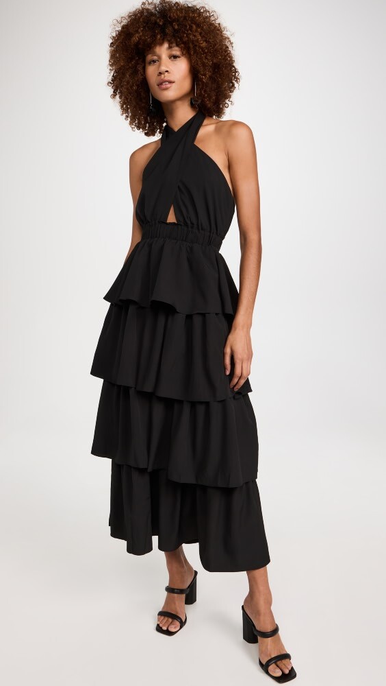 

Платье макси endless rose Crossed Halter Neck Tiered, черный