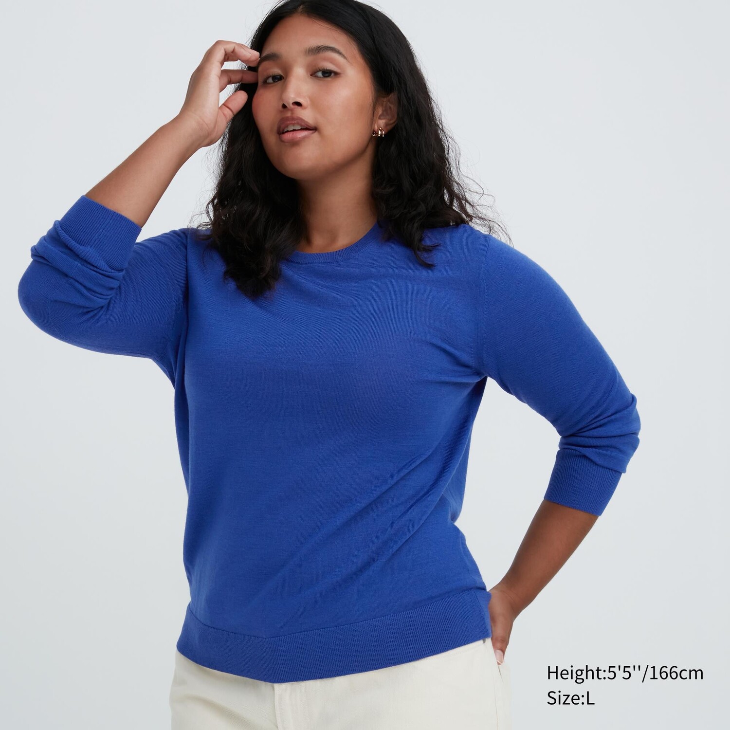 

Джемпер из 100% очень тонкой шерсти мериноса с круглым вырезом Uniqlo, синий