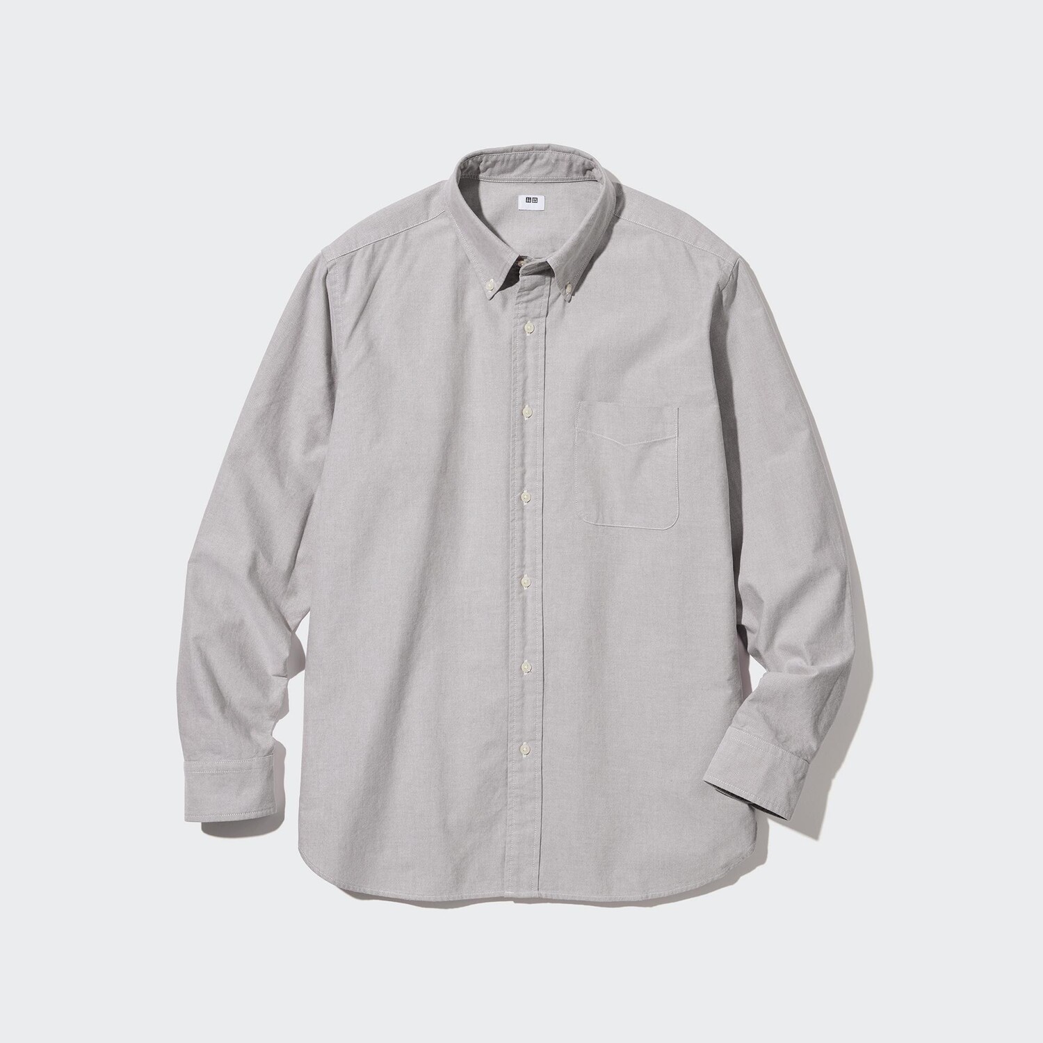 

Рубашка UNIQLO Oxford прямого кроя с воротником на пуговицах, серый