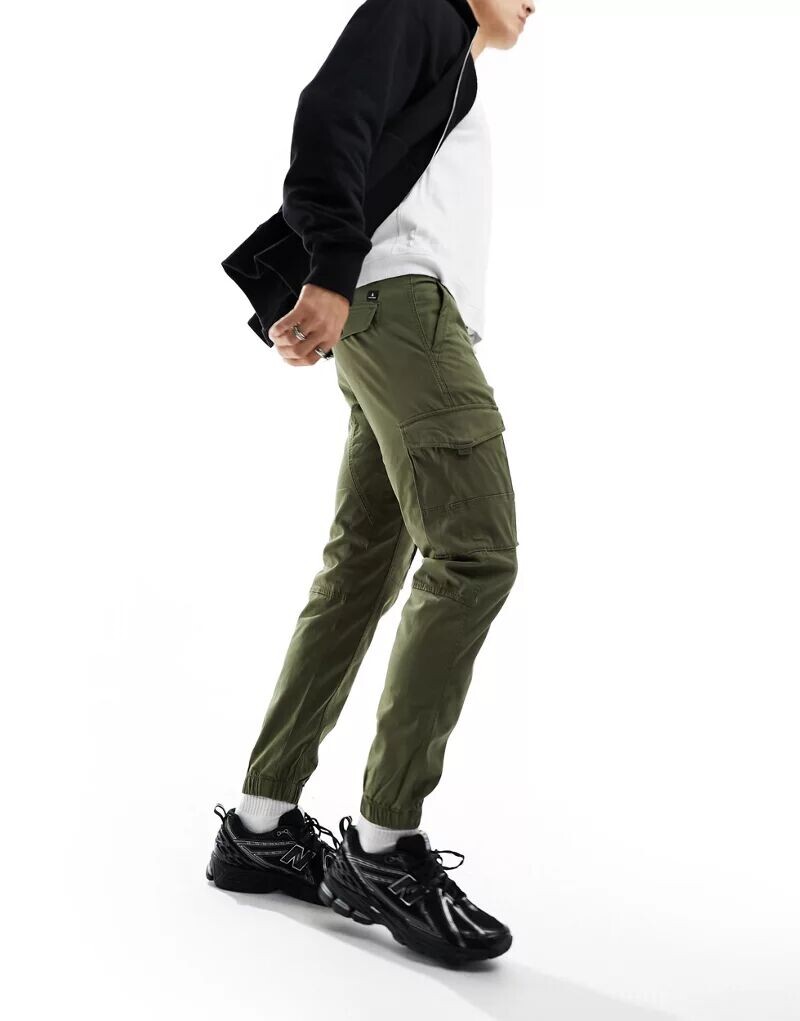 Зеленые брюки карго с манжетами Jack & Jones Intelligence