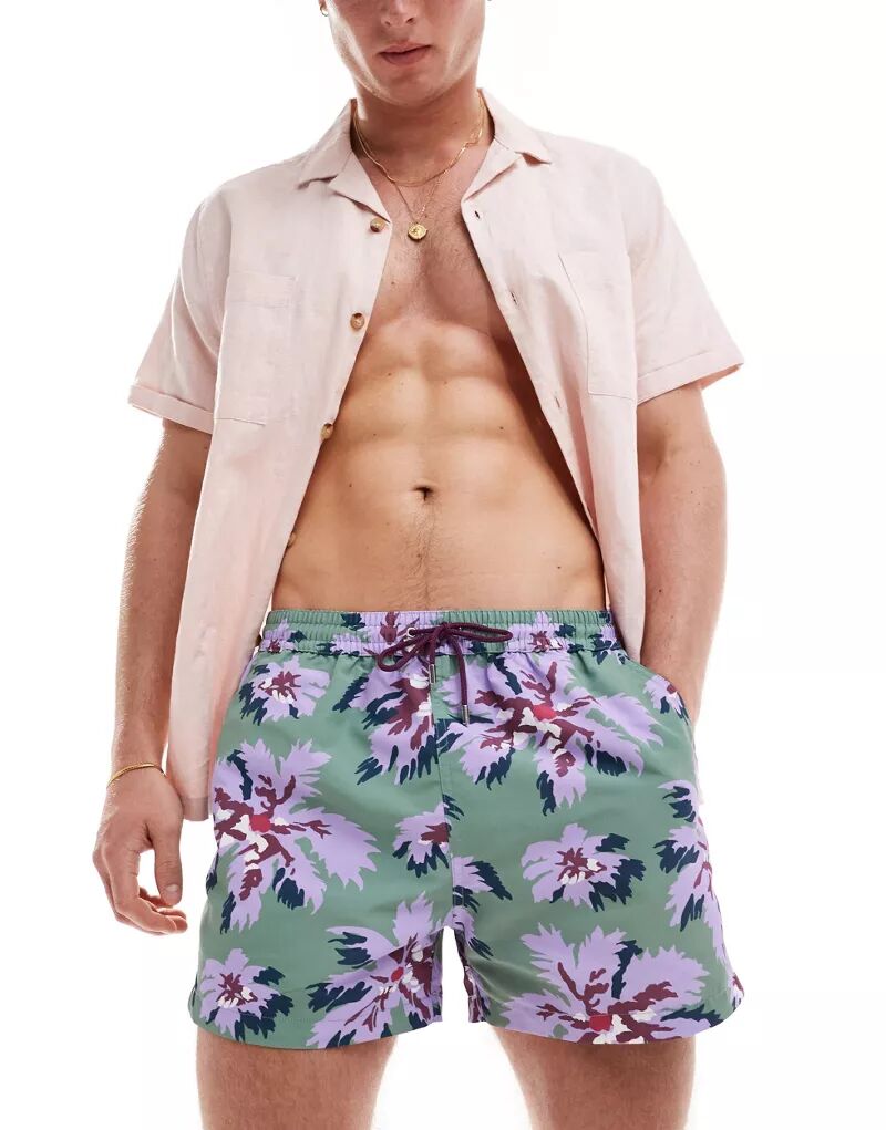 Плавки-шорты Paul Smith с фиолетово-зеленым цветочным принтом PS Paul Smith