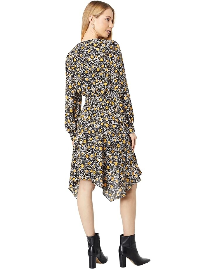 

Платье London Times Jewel Neck Keyhole Hanky Dress, цвет Black/Yellow