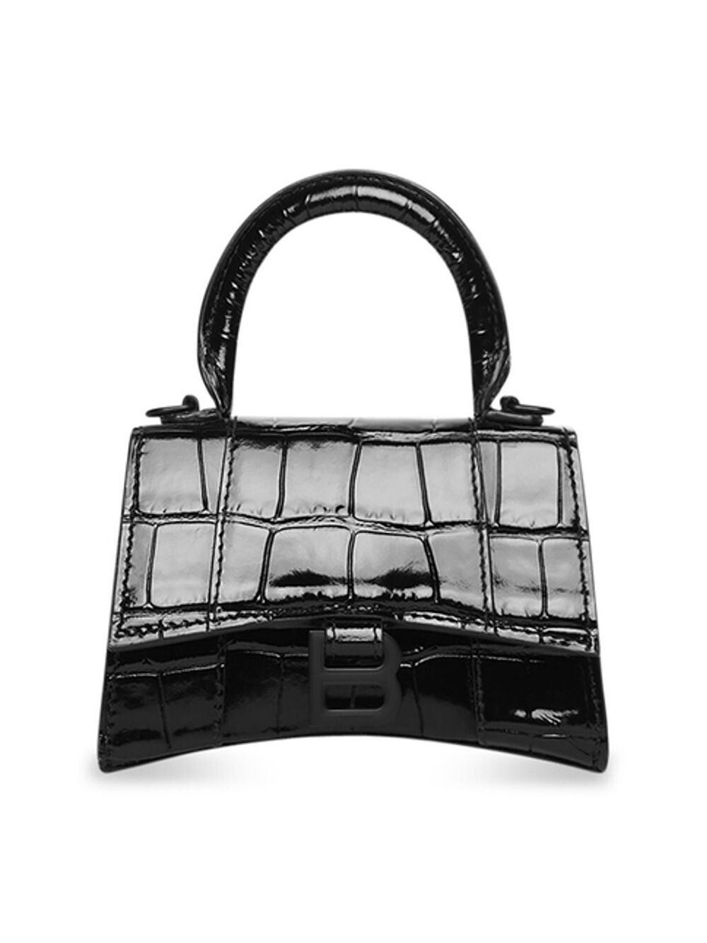 

Мини-сумка Hourglass с цепочкой с тиснением под крокодила Balenciaga, черный