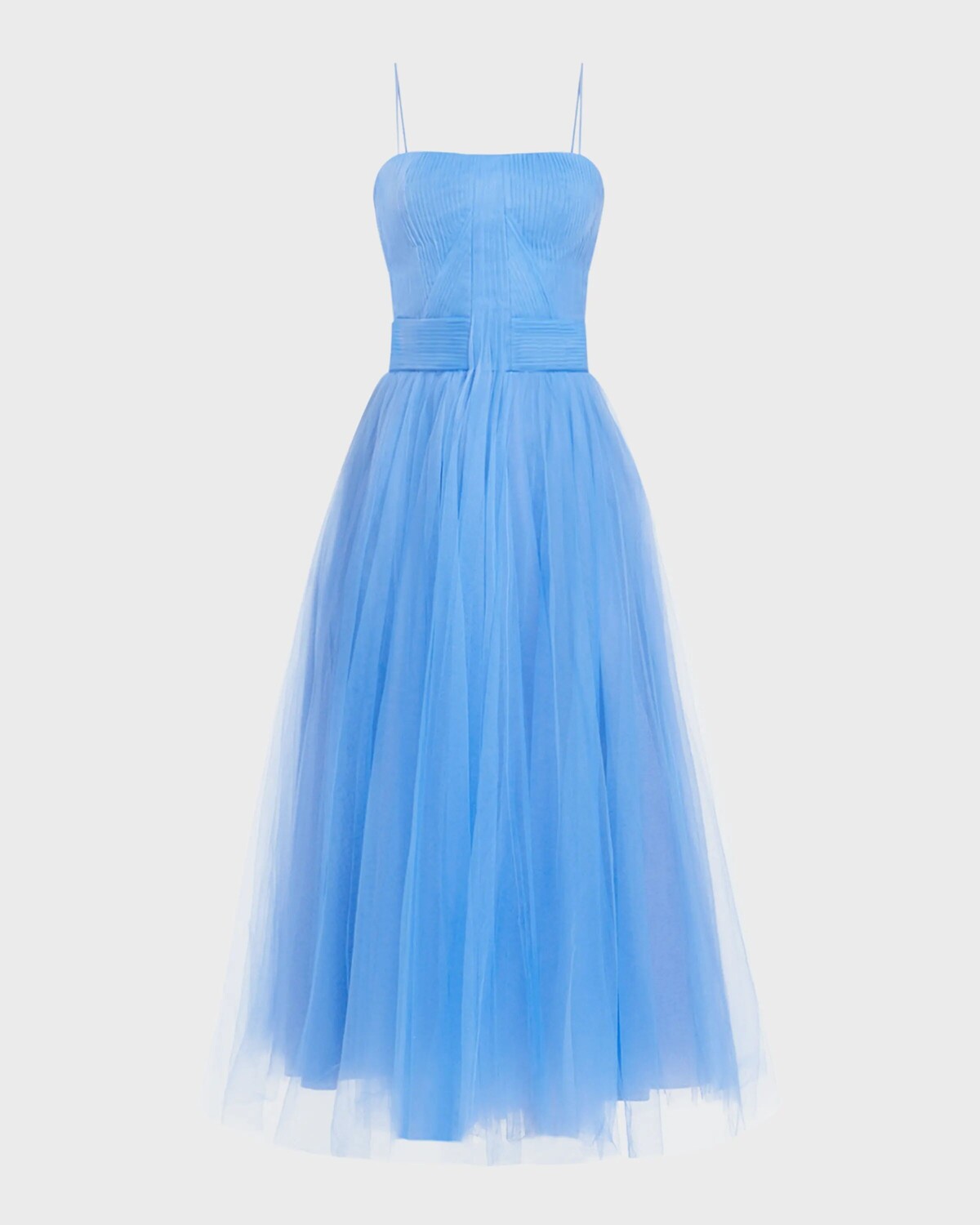 

Плиссированное платье миди с корсетом из тюля Zac Posen, цвет Marine