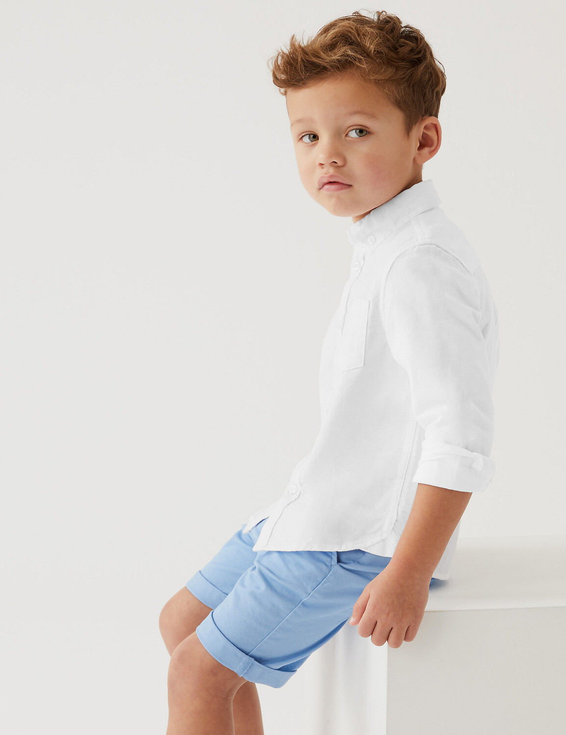 

Оксфордская рубашка из чистого хлопка (2–8 лет) Marks & Spencer, розовый