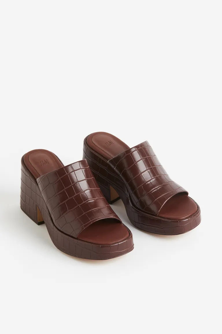 

Тапочки на платформе и каблуки H&M, коричневый