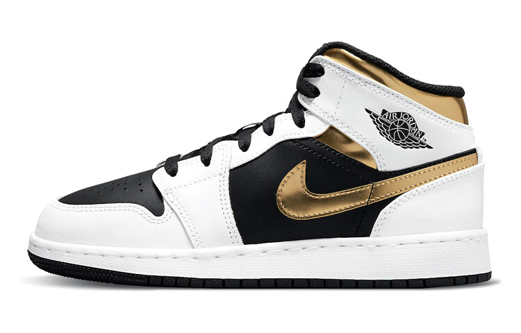 

Nike Air Jordan 1 Mid Белый/Черный/Золотой