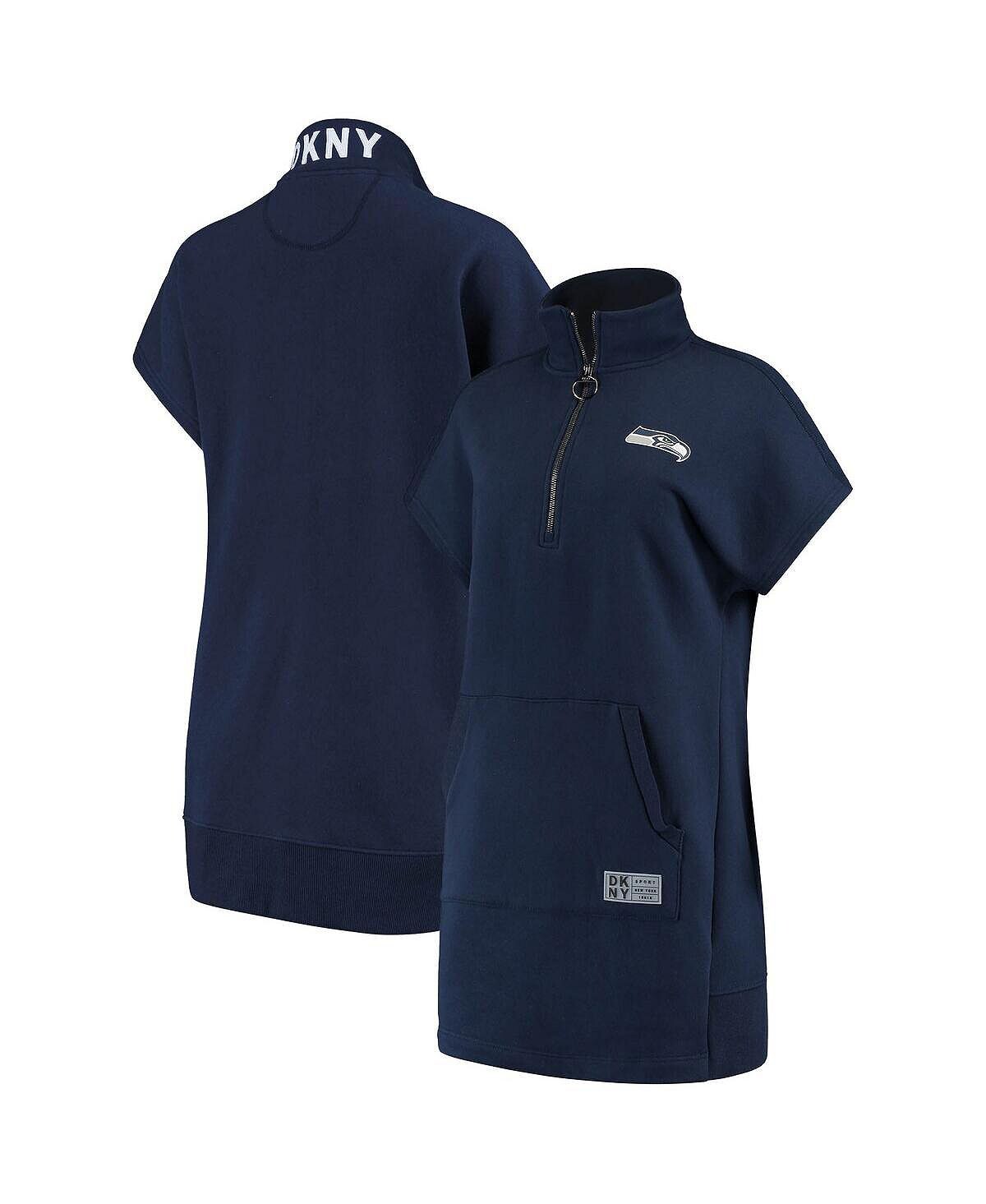 

Женское темно-синее платье-кроссовки Seattle Seahawks Naomi с молнией четверти DKNY, темно-синий