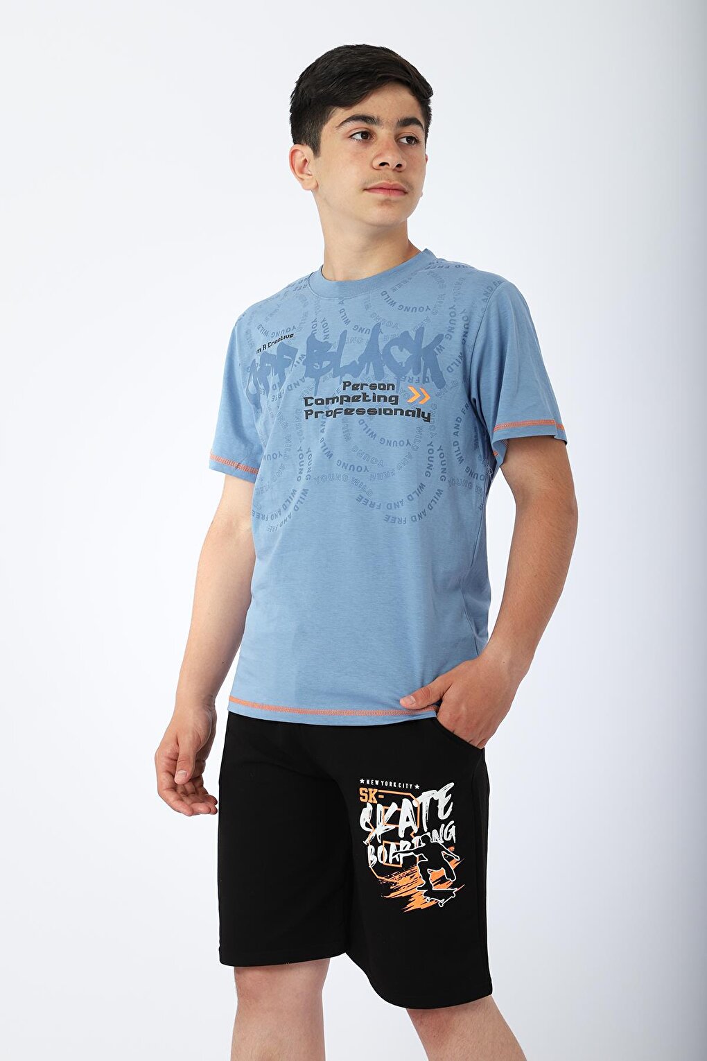 Футболка и шорты для мальчика, летний костюм Kay Kay с принтом Pina Kids, синий