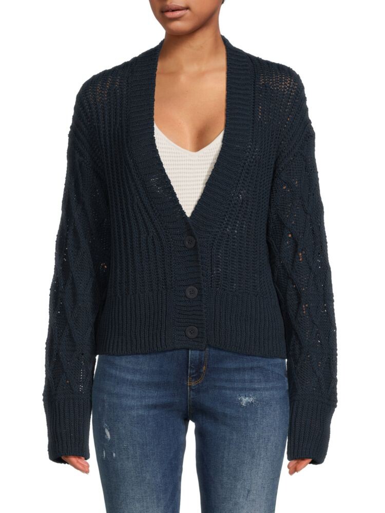 

Кардиган из смесового льна с решеткой Joie, цвет Midnight Navy