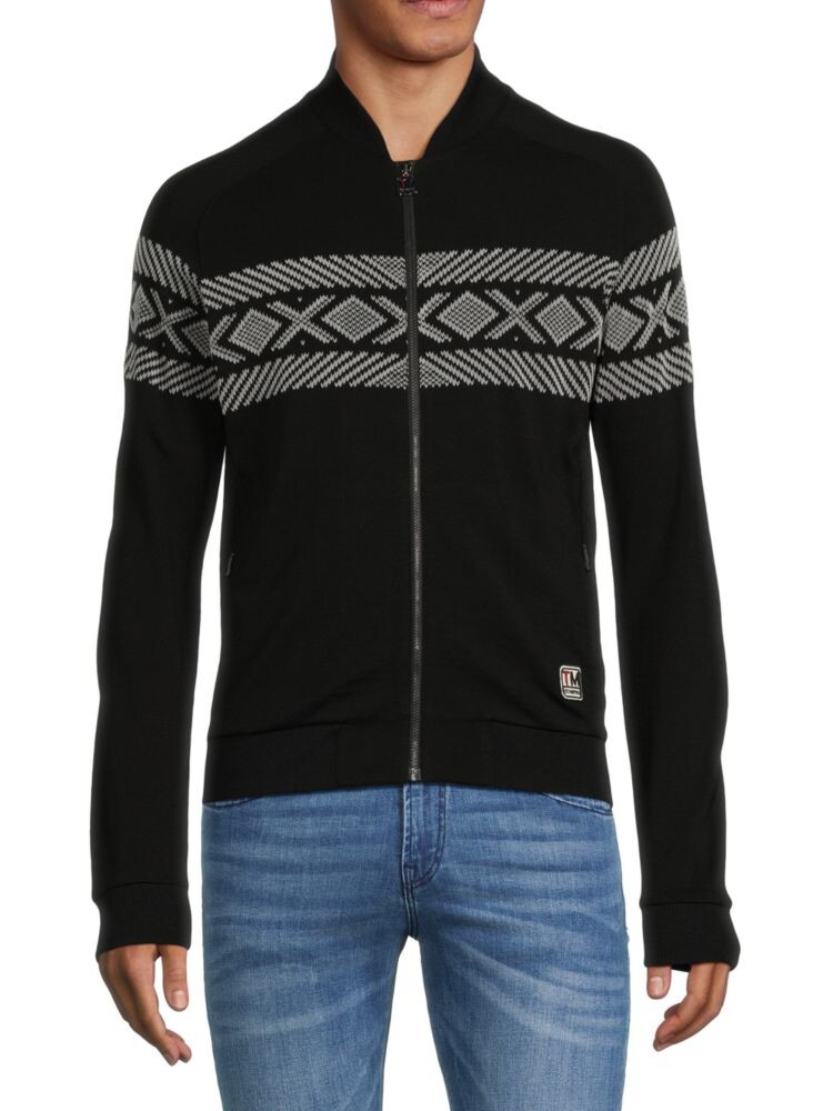 

Шерстяной свитер на молнии с геометрическим рисунком Z Zegna, цвет Black Multi