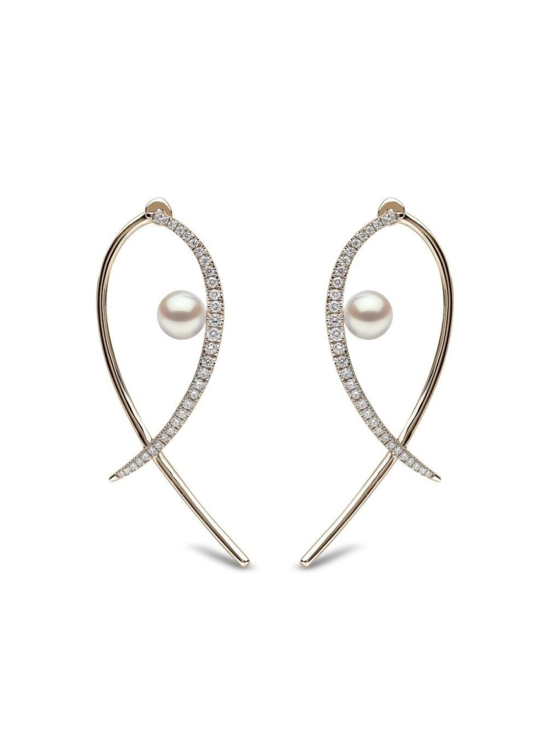 

Серьги Sleek Akoya из желтого золота с жемчугом и бриллиантами Yoko London, золотой
