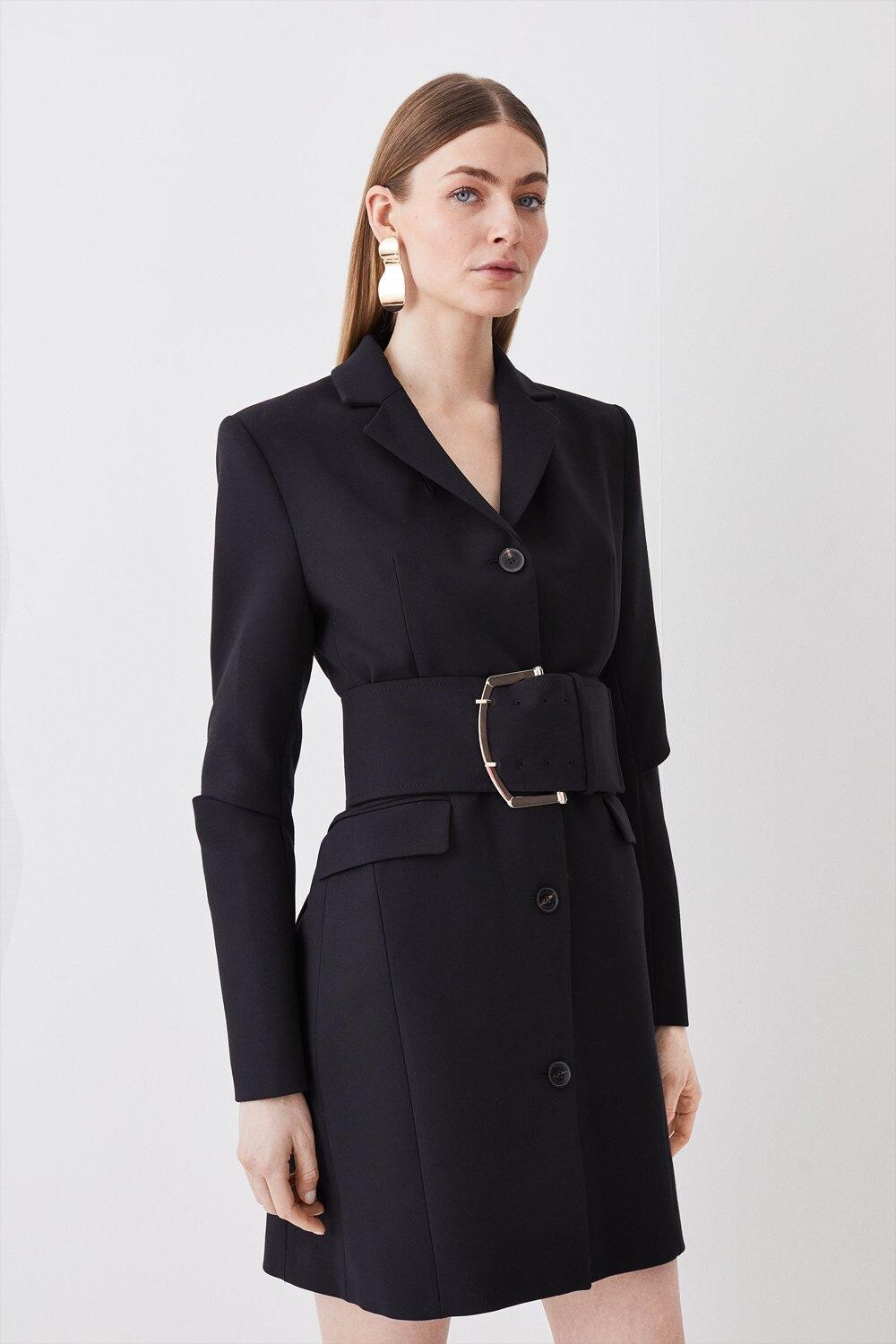 

Компактное платье-блейзер Aline с эластичным поясом Karen Millen, черный