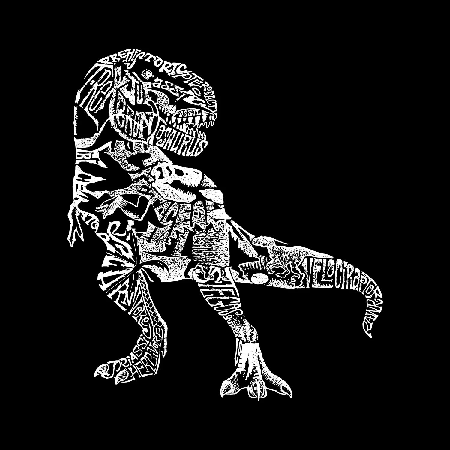 Dino Pics — мужская футболка с длинным рукавом Word Art LA Pop Art