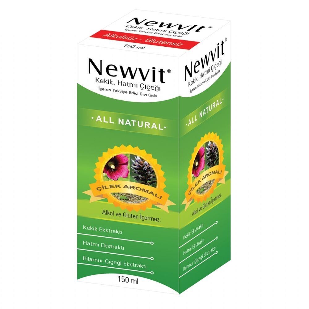 

Newvit Сироп со вкусом клубники, содержащий цветки зефира тимьяна 150 мл