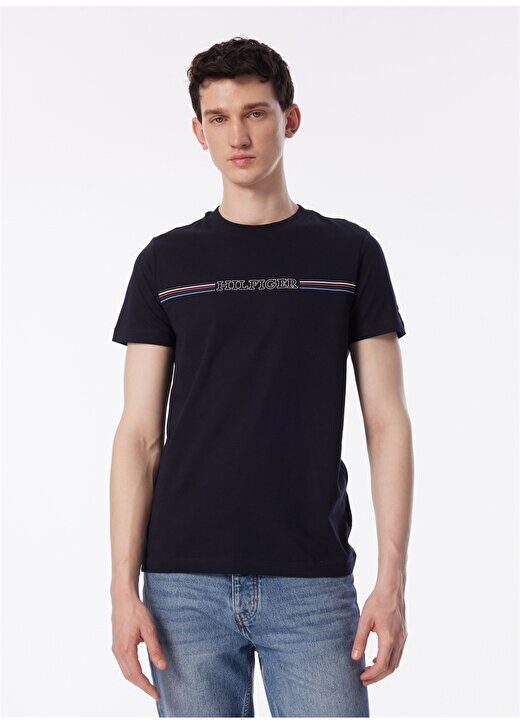 

Синяя мужская футболка с круглым вырезом MW0MW34428 Tommy Hilfiger, синий