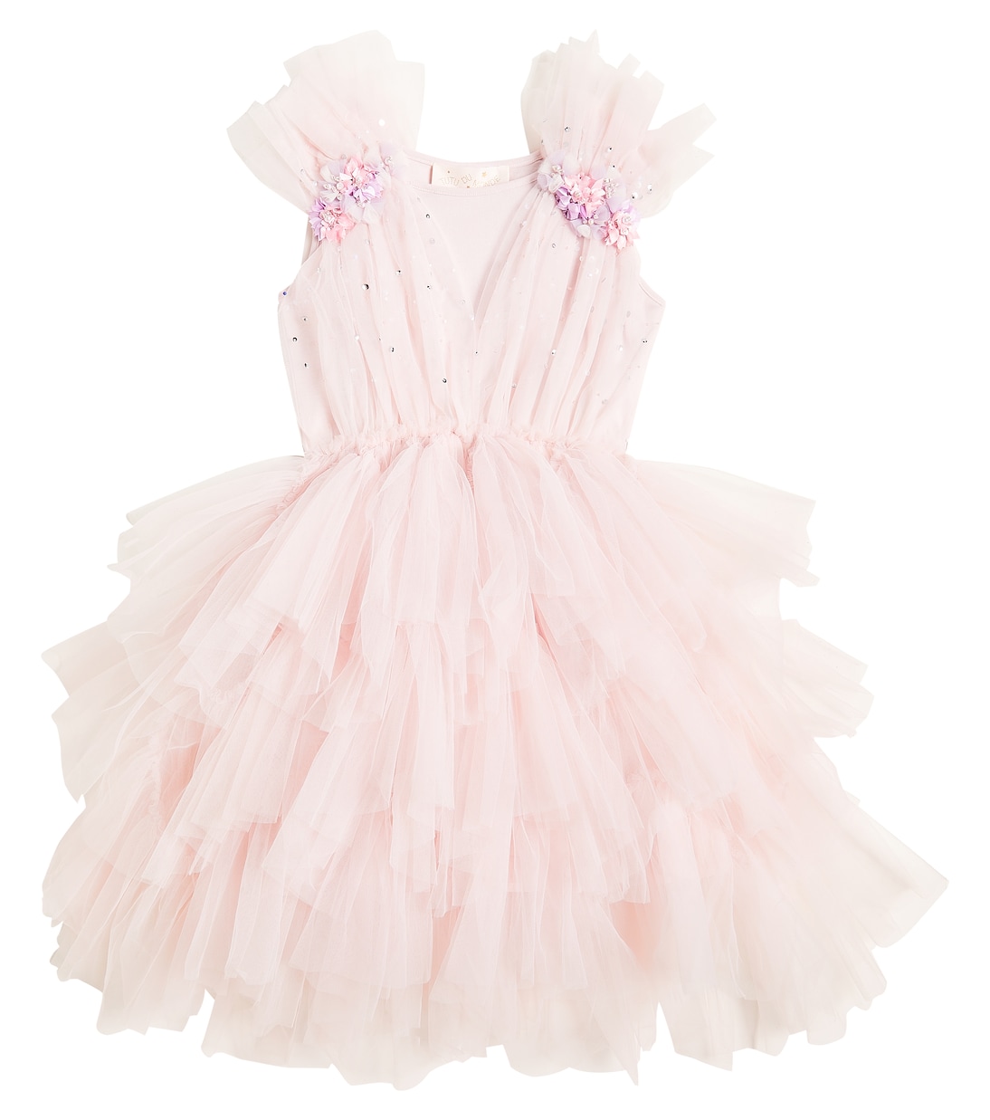 цена Платье из тюля с травлением и цветочной аппликацией Tutu Du Monde, розовый