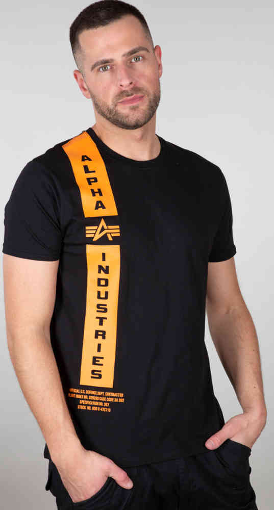 Оборонная футболка Alpha Industries, черный/оранжевый