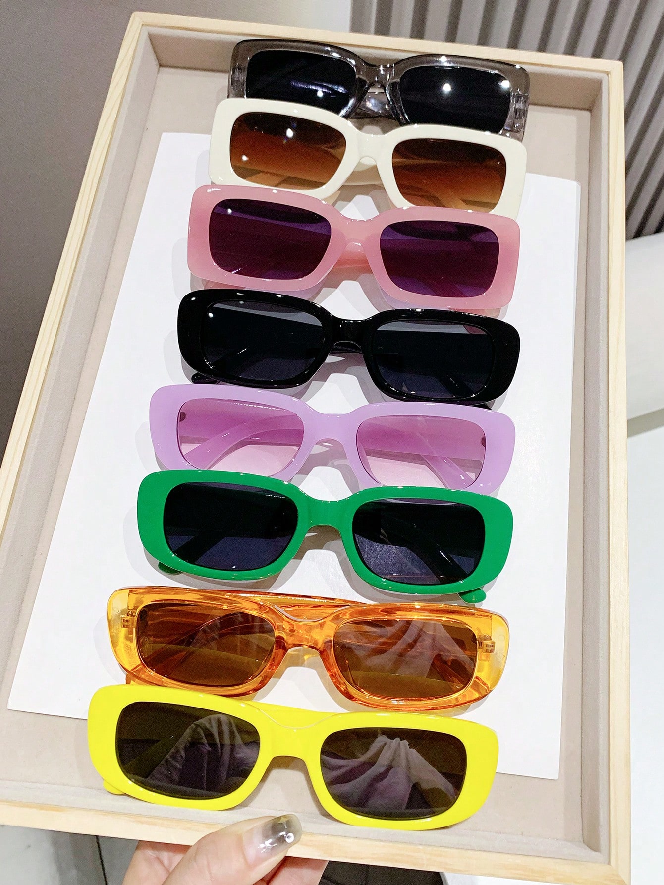 Женские квадратные пластиковые декоративные солнцезащитные очки, 8 шт.